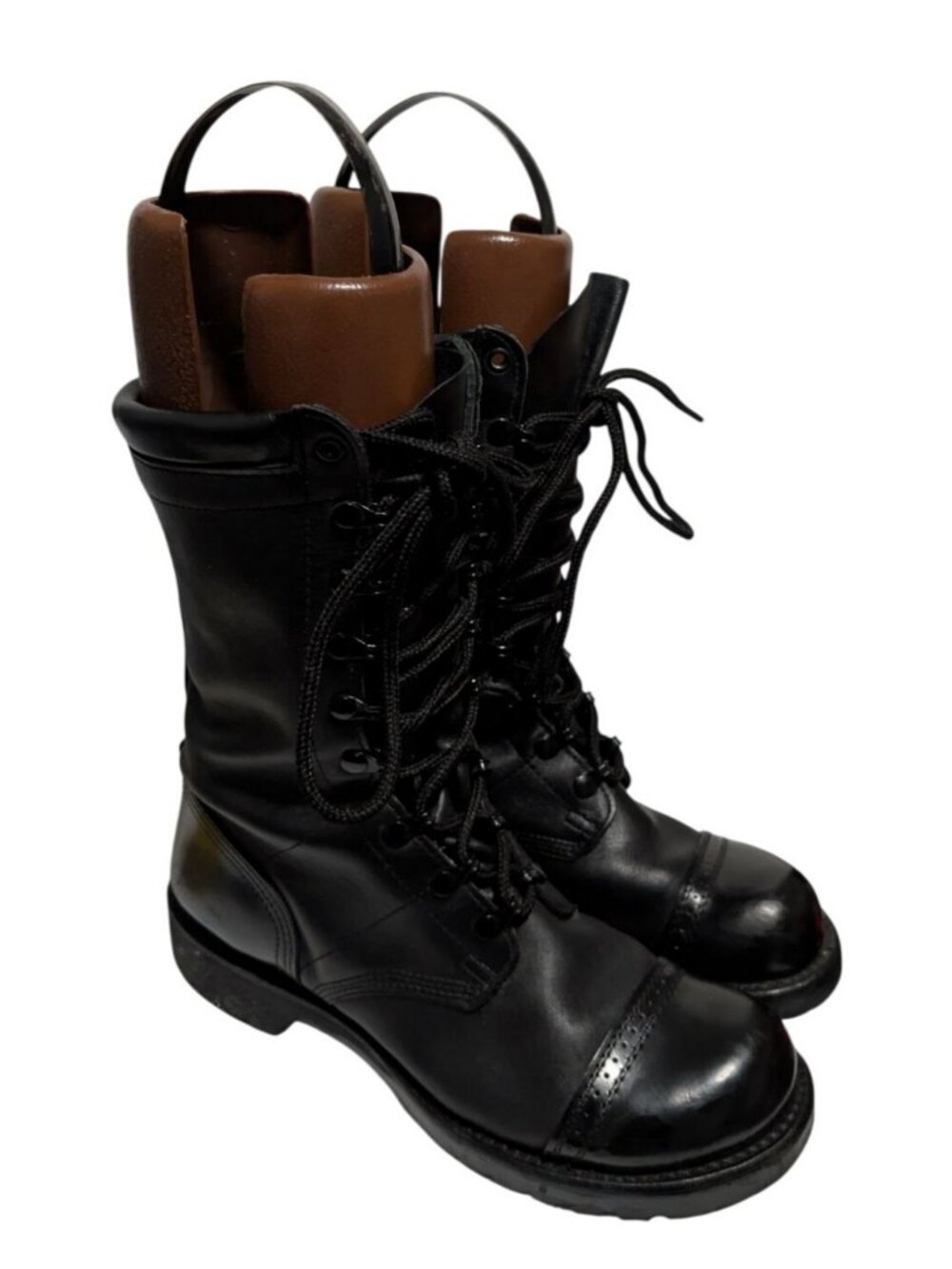 Corcoran 10" Black Leather Jump Combat Boots Cap Toe Vibram Lug Sole Mens 10 M